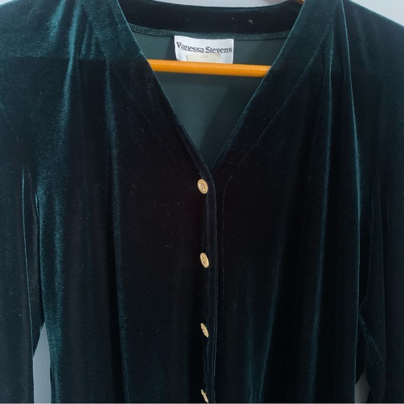 Vintage Emerald Green Button Up Shirt/Cardigan - Picture 4 of 6